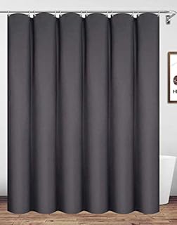 Homehold 200x240cm Gray Shower Curtain With Hooks, Extra Long Polyester Waterproof Bathroom Curtain