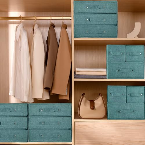 Stoff Aufbewahrungsbox mit Deckel faltbar Schublade Teiler Organizer Kleiderschrank Schublade Teiler Unterwäsche Schrank für Socken, BHs, Krawatten (3 * 3)