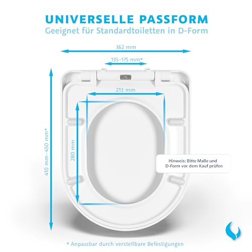Bullseat Toilettendeckel D-Form – WC Sitz mit Softclose, abnehmbar | Klobrille aus Urea-Duroplast, antibakteriell & UV-beständig… – Ansicht 2