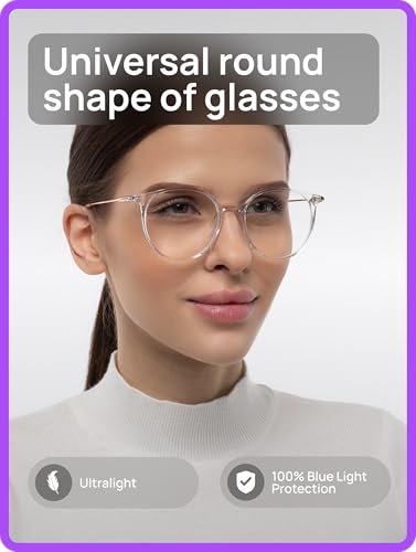 Image of Blue Light Blocking Glasses for Women Round Frame