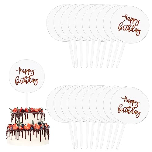20 Piezas Decoración de Tartas,Redondo Adorno de Cupcake de Acrílico Adornos para Tartas Transparente Cake Topper para Cumpleaños