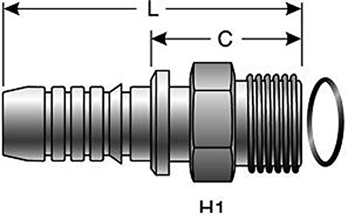 Gates 12GS-12MFFOR GlobalSpiral Couplings, Male Flat-Face O-Ring, Zinc Plated Carbon Steel, 3.50