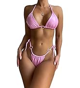 COZYEASE Women's Sexy Two Piece Swimsuit Metallic Bikini High Waisted Halter Bathing Suit for Women
