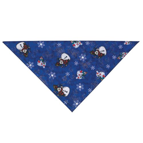 PetEdge Polycotton Seasonal Dog Bandana, Snowflakes and Snowmen, Blue