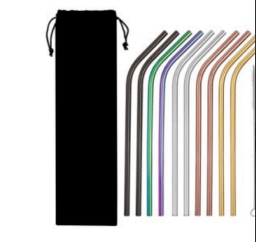 Juego de 4 pitillos metálicos reutilizables de acero inoxidable dorados miniatura 6