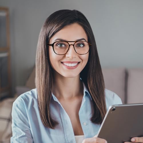 Image of FEISEDY Blue Light Blocking Glasses Women Men Square Computer Lightweight Pilot Glasses Anti Eyestrain & UV Glare B0141