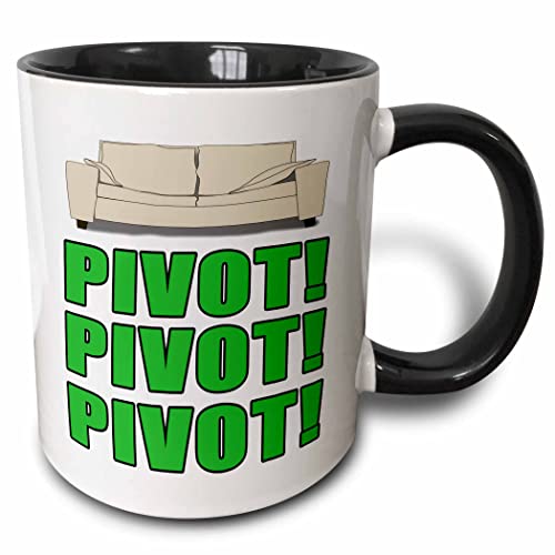 3dRose Pivot Pivot Pivot Green 11oz Two-Tone Black Mug