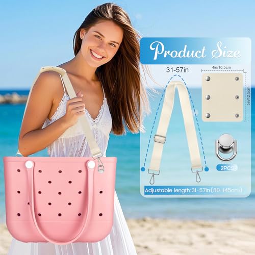 Image of Strap Wrap for Bogg Bag Accessories, Adjustable Crossbody Shoulder Straps with Rustproof Metal Connectors, Premium Non-slip Leather Handle Wrap for XL Medium Small Bog Bag Beach Rubber Tote Bag, Set A