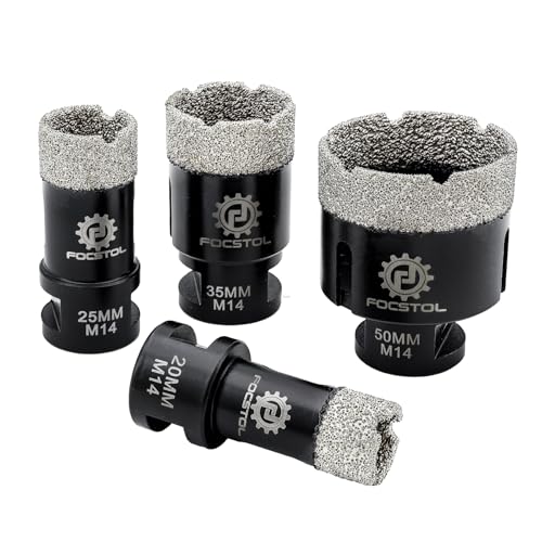FOCSTOL Diamond Drill Bit Set, Tile Hole Cutter Set 4pcs (20/25/35/50mm)