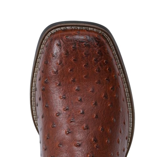 Image of IUV Cowboy Boots For Men Western Ostrich Wide Embroidered Pull On Boots | Durable & slip-resistant pull-on boots, Fashionable embroidered design, Vintage style for men, stylish for casual.