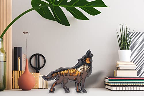 3D Forest Wolf Decor Wooden Animal Statues Wall Art For Home Office Work Desktop Decor Farm Rustic Cabin Farmhouse Room Wall Decor For Boys Birthday Gift Housewarming Gift Christmas Decor #TOP2