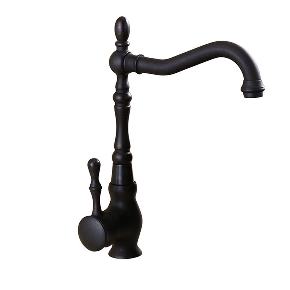 FZHLR Oil Rubbed Black Bronze Swivel Singe Handle Bathroom Kitchen Faucet Deck Mounted Sink Mixer Basin Tap Faucet