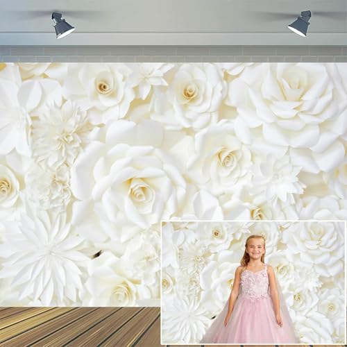 Fondo decorativo floral blanco 10x8 pies para fotografía miniatura 2