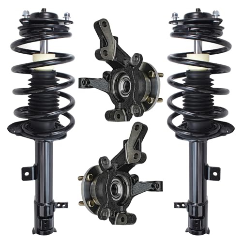 Image of Detroit Axle - Front Steering Knuckles and Wheel Hub Bearings Struts w /Coil Spring Replacement for 2007-2012 Rear Drum Dodge Caliber