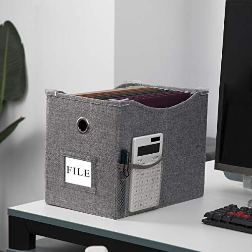 Collapsible File Box Storage Organizer Letter Size Decorative Linen Hanging File Boxes With Handles Office File Storage Box Metal Sliding Rail For Document Storage #TOP7