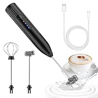 EBUYFIRE Montalatte Elettrico, Frullino Elettrico USB Ricaricabile Schiumatore Latte, 3 Velocità Regolabile 2 Fruste Elettriche Per Cappuccino, Caff