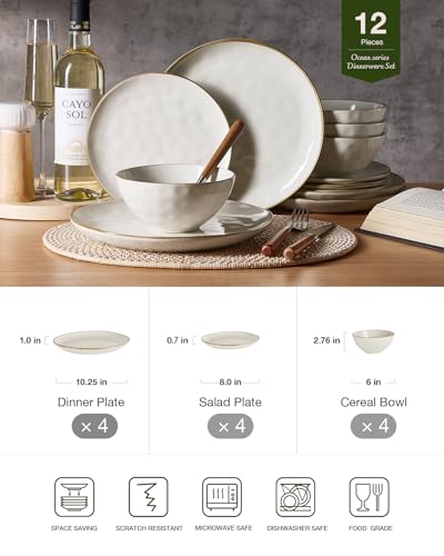 Service de table rond en céramique durable blanc vanille haute résistance