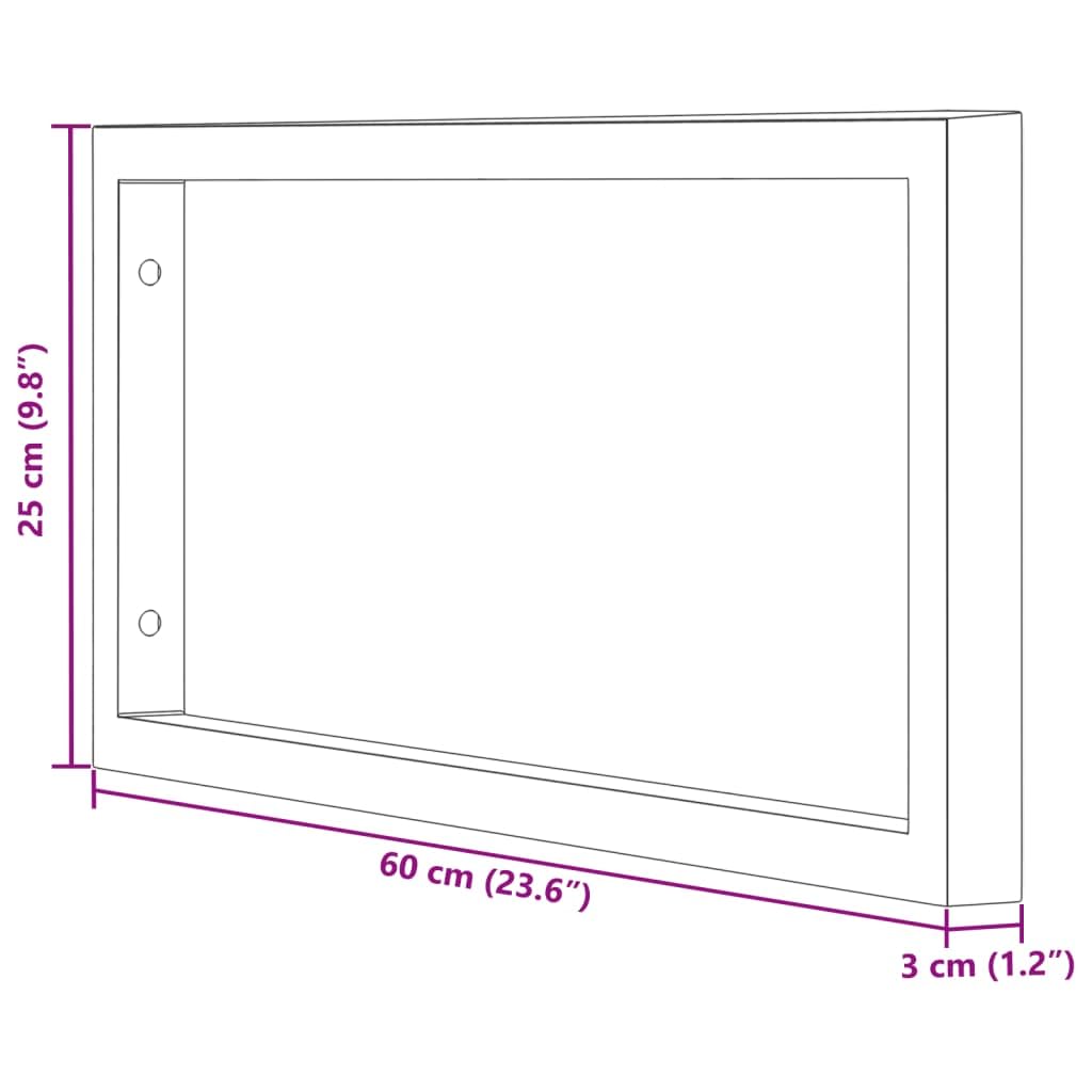 Supporti Lavabo 2 Pz Nero Acciaio Mensole Rettangolari Bagno Cucina Portata 100kg 25x60cm Console a Muro