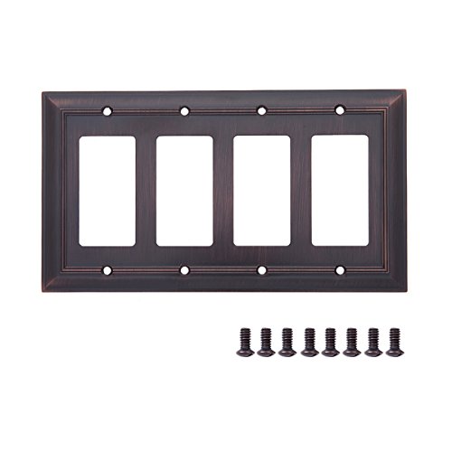 Amazon Basics AB-6009 Quadruple Gang Wall Plate, 4, Oil Rubbed Bronze