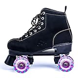 [DISEÑO CLÁSICO]: Los patines clásicos de cuatro ruedas de doble fila son más seguros que los patines en línea. Son muy adecuados para principiantes y hombres y mujeres que quieran aprender a patinar fácilmente.