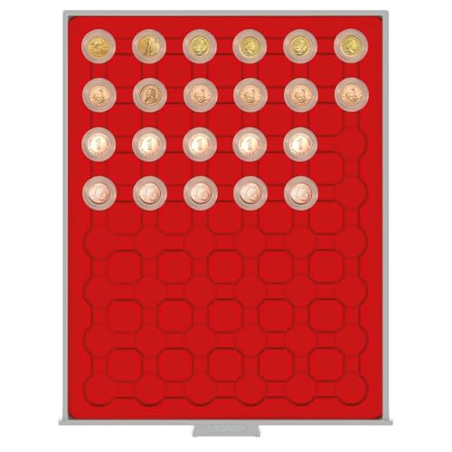 Médaillier Box Monnaies Standard LINDNER haute protection avec 48 alvéoles ronds 24mm