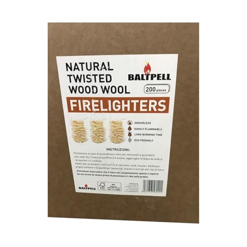 BALTPELL Accendifuoco in Lana di Legno, 200 Pezzi