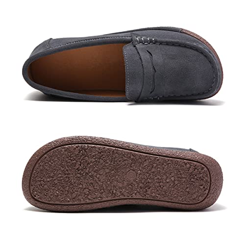 Flerivva Women's Wedge Loafers Platform Sneakers Slip-ons Shoes for Casual Walking Dark Grey CN41-US8.5-9 by Flerivva - Used condition - Image 5