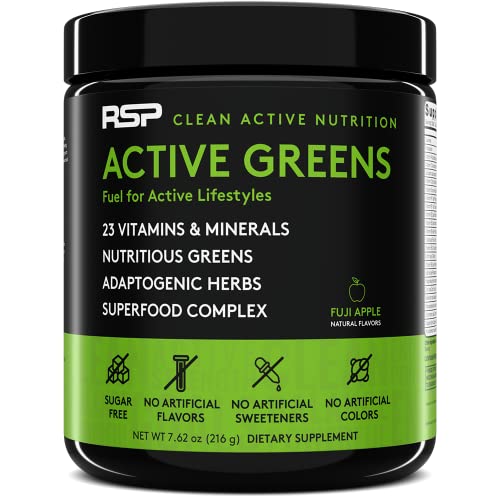 Rsp Active Greens Powder And Superfoods Blend – Performance Focused Super Greens With Adaptogenic Herbs, Apple Cider Vinegar, Vitamin C, D, Zinc #TOP21