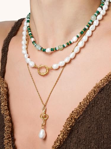 Gold Baroque Pearl Necklace with Toggle Clasp, 8-12mm AAA Freshwater Pearls, 18K Gold PVD-Coated Chain2