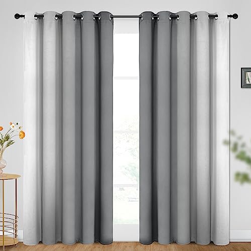 Image of SimpleHome Ombre Curtains Grey to Grey White for Living Room 62Wx84L | Room Darkening Curtains for Bedroom,Gradient Light Blocking Curtain,Thermal Insulated Grommet Window Drapes,2 Panels,84 Inch