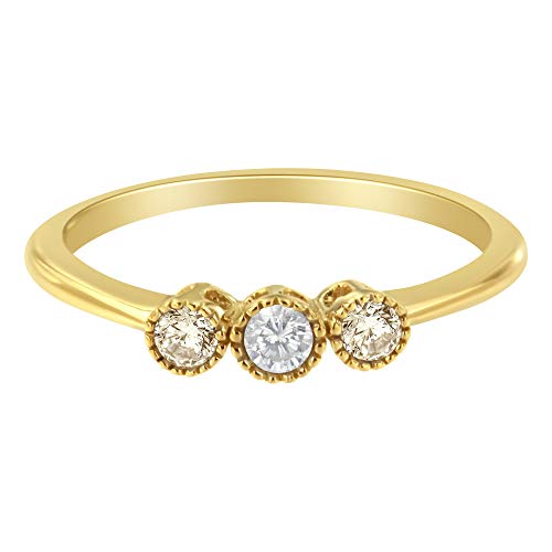 10K Yellow Gold Plated Sterling Silver 3 Stone Diamond Ring (1/4 cttw, J-K Color, I2-I3 Clarity)