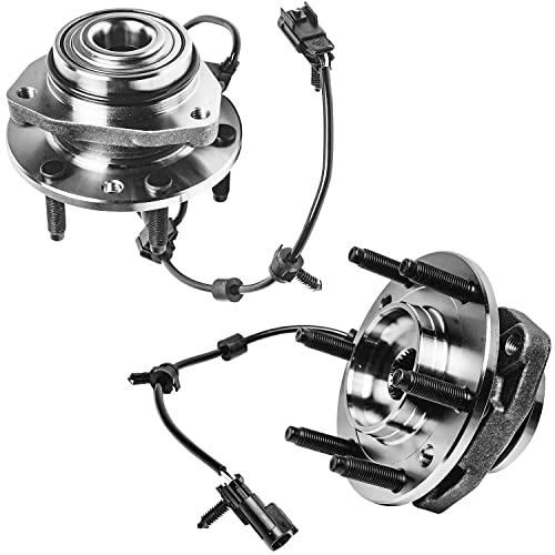 Image of Detroit Axle - Front Brake Rotors Wheel Hubs Kit for Chevy Trailblazer EXT | SSR GMC Envoy Isuzu Ascender Saab 9-7X Buick Rainier Brake Rotors Wheel Bearing Hubs Lug Nuts Socket Key