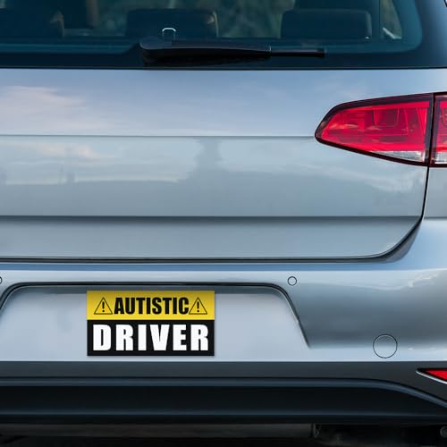 Image of Autistic Driver Bumper Sticker Please Be Patient Autism Awareness Stickers Autism Stickers Autism Acceptance Sticker Blue Ribbon Autism Gift Decor Car Van Laptop Window [7.5 inchx3.75 inch]