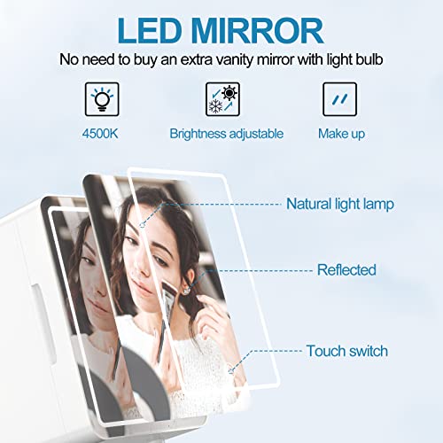 Specilite Mini Fridge For Skin Care, Portable Beauty Fridge With Mirror And Led Lighting (4 Liter/6 Can) Cooler And Warmer, Personal Ac/Dc Refrigerator For Skincare, Makeup, Beverage, Office, Bedroom #TOP3