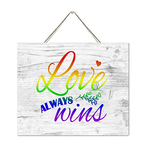 Décoration murale Love Always Wins panneau bois suspendre cadre citation salon