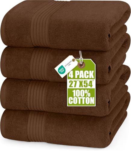 Image of Utopia Towels Luxurious Bath Towels Set, 27x54 in, 4 Pack, Soft, Dark Brown