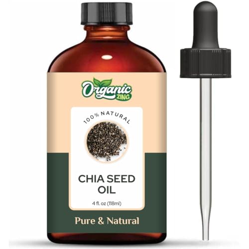 Image of Organic Zing Chia Seed Oil 118 ml - Cosmetic Grade Chia Seed Carrier Oil for Skin & Hair Care | Omega-Rich Lightweight Oil for DIY Beauty Formulations