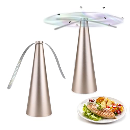 mizikuu 2 Pack Fly Fans for Tables Portable USB Fly Repellent Fan with Soft Holographic Blades Bug Fan for Outdoor Tables for Outdoor Indoors Party Barbecues and Picnics