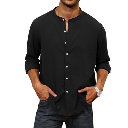 Men's Long Sleeve Shirt Cotton Crew Neck Shirts Casual Lightweight T-Shirt3