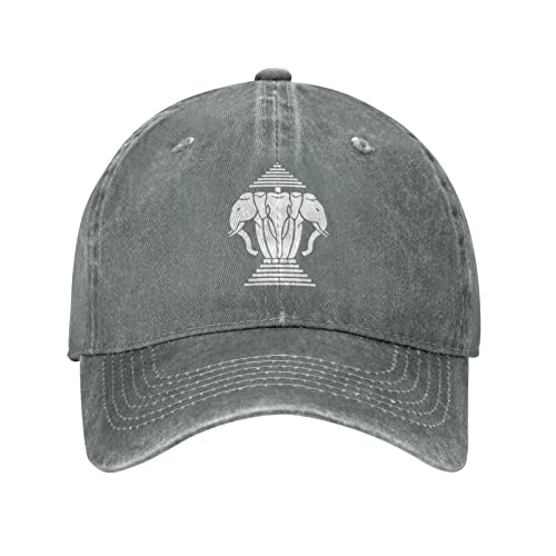 Casquette De Baseball Laos Éléphant À Trois Têtes Cool Casquettes De Golf Réglable Baseball Cap Vintage Anti-Soleil Cap Baseball pour Camping Randonnée Running