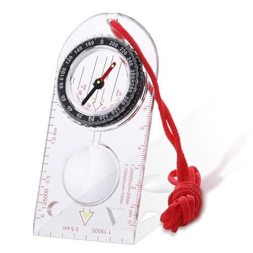 Navigation Compass, Orienteering Hiking Multifunctional Compass with Adjustable Declination Lanyard, Portable Orientation Scout Compass for Outdoor Activities Expedition Map Reading Camping Trekking
