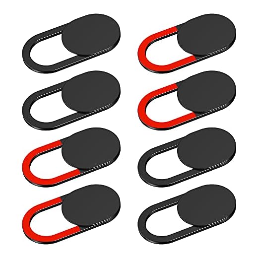 KIWI design Cache Webcam Laptop 8 pcs Webcam Cover Cache Camera Ordinateur Portable Ultra-Mince pour iPad Pro/Tablettes/Ordinateur Portable/PC/iPhone 8/7/6 Plus(4 Noir+4 Rouge)