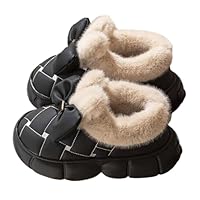 Generico Pantofole Donna in Pelle Invernali Eleganti con Fiocco Avvolgenti e Confortevoli per Piedi Caldi (Black, 41)