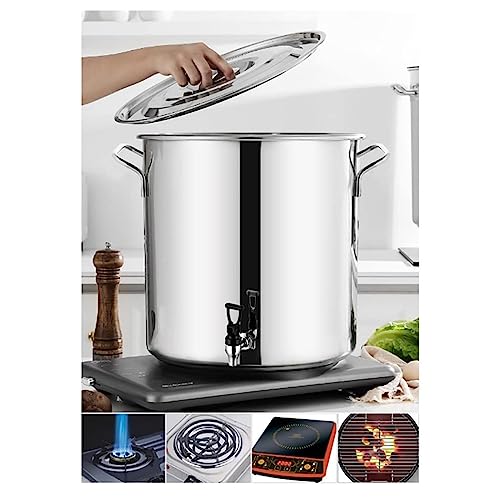 Heavy Duty Stock Pot mit Deckel, 304 Edelstahl-Suppentopf, Induktionskompatibles Kochgeschirr mit Verbundbasis, ungiftiger Küchentopf für Eintöpfe, Brühen, Konserven, Haus- und Restaurantgebrauch