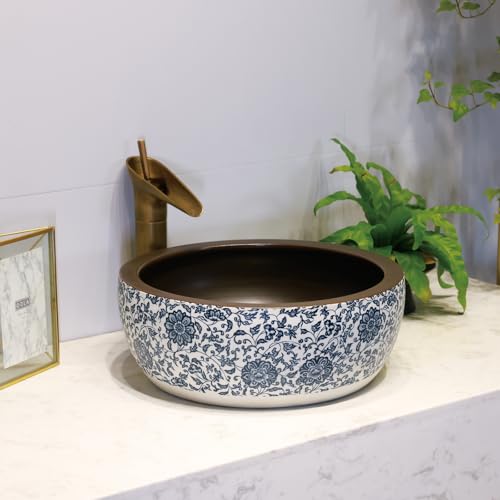Vasque céramique Jingdezhen lavabo compact de forme arrondie - 4