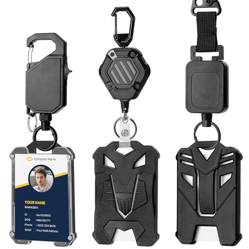 Porte-badge rétractable pour le bureau et les déplacements professionnels avec étui rigide