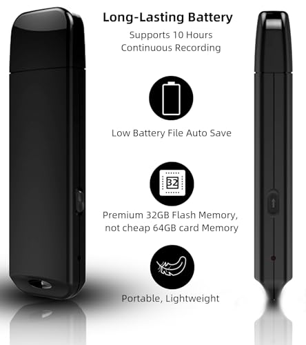 Image of USB Voice Recorder with Playback - 32GB Digital Audio Recorder USB Rechargeable Activated Recorder for Interviews Lectures Meetings Memos