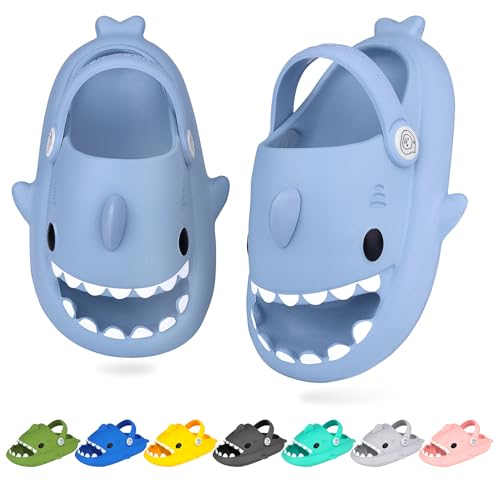 Chaussons requin enfant antidérapants pour plage et douche en rose bleu