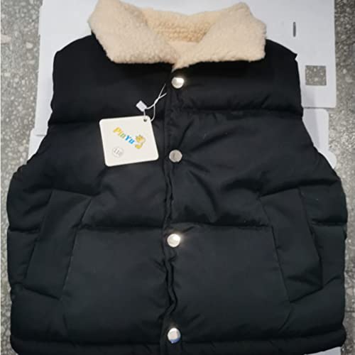 Toddler Boys Girls Puffer Vest Thicken Button Sleeveless Lapel Collar Jacket Winter Warm Outwear with Pocket3