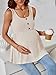 MakeMeChic Women's Maternity Tank Tops Summer Rib Knitted Flared Hem Sleeveless Buttoned Pregnancy Shirt Tops Khaki XX-Large